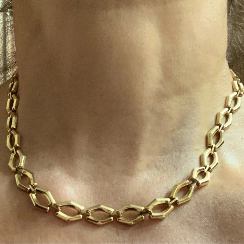 14kt ITALIAN YELLOW GOLD 16” CHOKER STYLE NECKLACE AND BRACELET SET - Picture 2 of 11